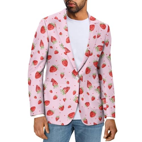 Casual Blazer for Men Business One Button Lapel Suit Jacket Slim Fit Sport Coat Outwears for Wedding Prom Tux