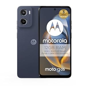 Motorola Moto g05 4GB/256GB Azul, España, Pantalla Brillante de 6.67″, Sistema de cámaras de 50 MP, Modo Retrato con IA, Textura Soft Luxe, Corning Gorilla Glass 3, batería 5200 mAh