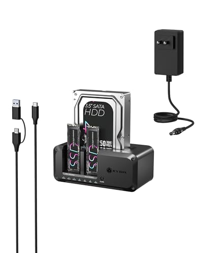 M.2 NVMe & SATA SSD/HDD Hard Drive Docking Station, ICY BOX USB-C 10Gbps NVMe Cloner&Reader,...