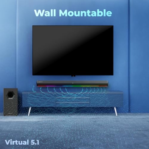 Image of ZEBRONICS Juke BAR 6100DWS PRO 340W with Multi Connectivity (BT 5.0 | HDMI (ARC) |Optical in | USB | AUX),Wireless Subwoofer,RGB LED Lights, Wall Mountable Sound Bar with Virtual 5.1 and LED Display