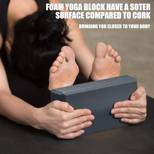 Image of Septo 2 Pcs Yoga Blocks, 9x6x3 Inch Foam Blocks for Pilates | High density EVA foam Yoga Props lightweight non-slip surface for meditation stretching balance training