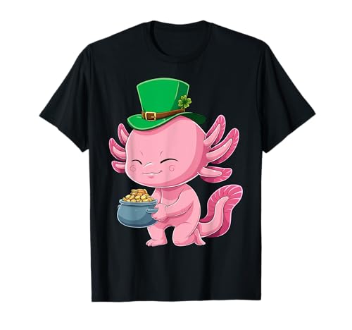 Axolotl Leprechaun St. Patricks Day Lucky Irish Kleeblatt T-Shirt