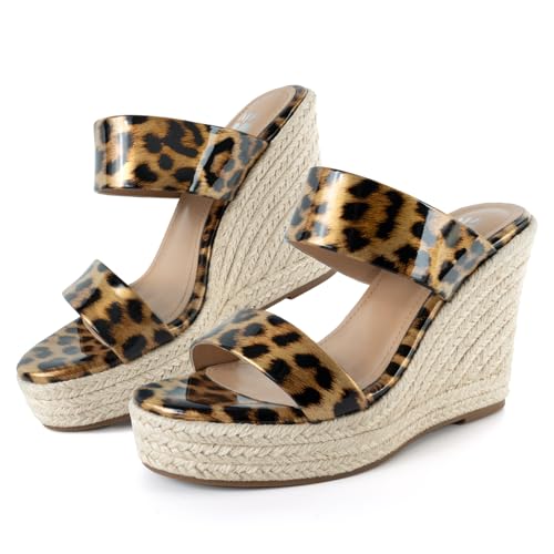 VARECOLA Women Slip On Espadrille Platform Wedge Sandals Slide Open Toe Clear High Heel Sandals