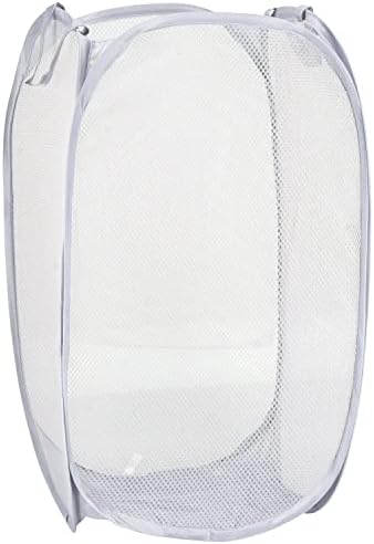 Toysrex Foldable Pop Up Mesh Washing Laundry Basket Bag Bin Hamper Toy Tidy Storage Organiser Organizer (White)