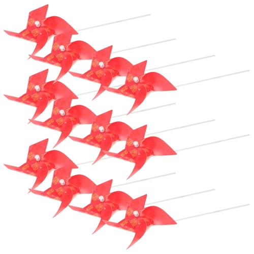 Toyvian 10 Stück Windmühle Gartendekoration 21cm Kunststoff Windrad Hochzeit Deko Außenbereich Rasenornament