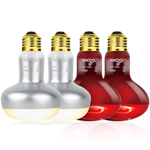 WACOOL 4Pack Reptile Heat Lamp Day & Night Kit 100W, Nature Simulated Basking Daylight & Nightlight UVA Heat Lamp Bulbs for Reptiles & Amphibians - image 6