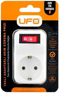 UFO Single Current Shielded Switch Socket 16A 250V, Max 3500W Overload Protection (White)