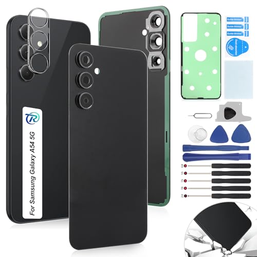 RongZy Ersatz für Samsung Galaxy A54 5G SM-A546 Backcover Akkudeckel Batterietür Gehäuse Rückseite mit Tool Kit(Schwarz)