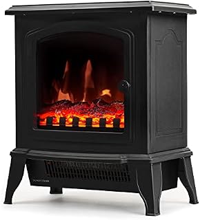 LIVIVO New Log Effect Electric Stove Fire, 2000W, Independent Light and Heat Controls, Automatic Safety Cut-Out (Compact)