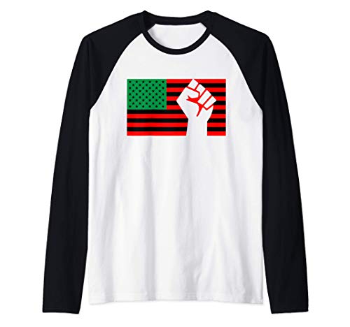 Nero vive Matter Pan African American UNIA Juneteenth Maglia con Maniche Raglan