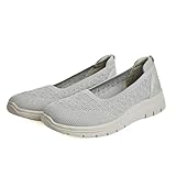 Scarpe da Camminare Donna Sneakers Slip On Antiscivolo in Tessuto Traspirante per Lunghe Passeggiate Grigio 36