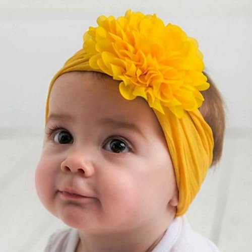 Image of SYGA PACK OF 6Headbands Nylon Flower Soft Stretchable Hairband for Newborn Infant Toddler Kids For 0-3 Year (Multicolor)