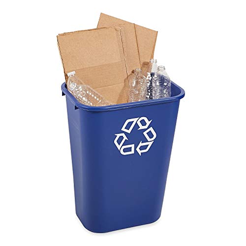 Image of Rubbermaid Commercial Products Deskside Recycling Can, 10.25-Gallon /41-Quart, Blue Recycling Symbol, Plastic, for Bedroom /Bathroom /Office /Under Desk /Sink, Pack of 12