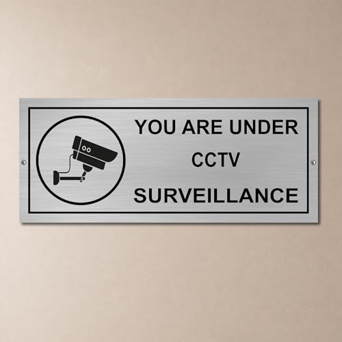 Image of You are Under Surveillance of CCTV 12x5 inches Stainless Steel Signage Board for Office, Mall, Hospital, Collage,Home Shops and Elsewhere