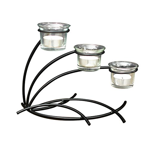 Joveco Candle Holder with Clear Glass, Holds 3 Pillar Candles (Holds 3 Pillar Candles)