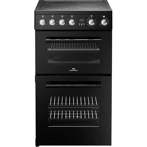 New World 444412056 Freestanding Electric Cooker with Ceramic Hob in Sleek Black