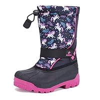 CIOR Kids Snow Boots for Boys Girls Toddler Winter Outdoor Boots Waterproof with Fur Lined(Toddler/Little Kids) Du Black-31