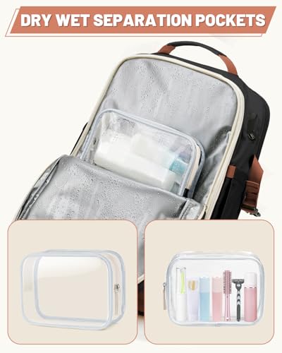 ZOMFELT Travel Backpack for Women, Carry on Backpack with Shoes Compartment, Flight Approved Personal Item Bag with 17.3inch Laptop Pocket, Large Casual School Daypack for College, Hiking, Overnight2