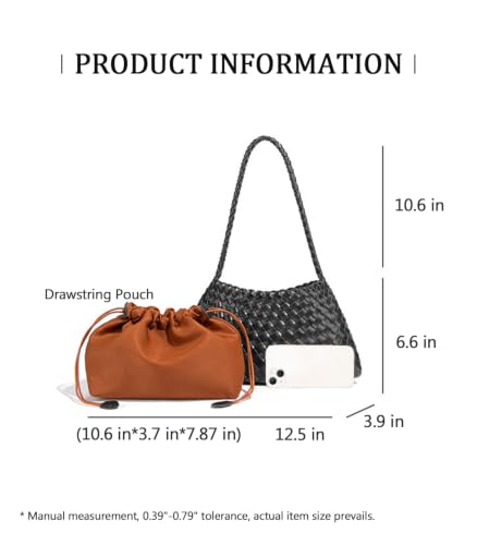 Image of Woven Hobo Bags for Women Vintage Trendy Underarm Shoulder Purse
