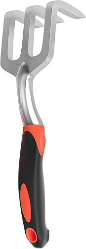 MAXLANDER Cultivador de mano de jardín, mini rastrillo, herramientas de jardín de aleación de aluminio con mango de agarre ergonómico para aflojar