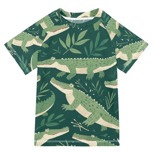 Crocodile Green Kids Bathing Suits Girls UV Protection Sports Shirts Swimwear Beach Tops 3T