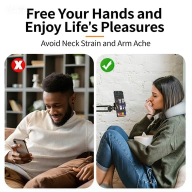 Support de téléphone portable réglable 2 en 1 – 30 cm et clip de support de bureau / lit universel pour iPhone 15/14, idéal pour le streaming en direct, la cuisine, les réunions et les films