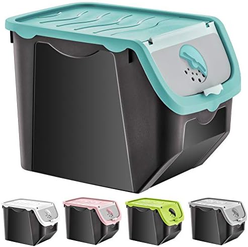 ORION GROUP Vegetable Storage Container, Storage Potatoes, Fruit, Onions, Potatoes, Potato Pot, Onion Pot, Kitchen Organiser, Storage Boxes, 12 L (Grey-Transparent)