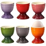 Calenxy 6er Set Eierbecher Porzellan Bunt, Ø 5cm x 6cm Eierbecher Keramik für den Frühstückstisch, Spülmaschinenfest, Eierhalter für Gekochte Eier Frühstück Brunch Egg-Cup
