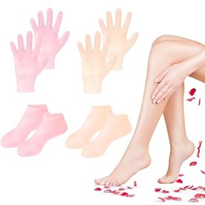 4 Pairs Silicone Socks Gloves Set for Dry Cracked Feet and Hands, Silicone Foot Socks for Women, Moisturizing Feet