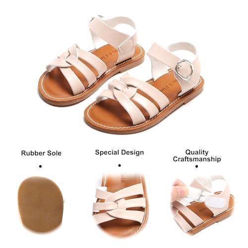 Image of Felix & Flora Toddler Girl Sandals - Little Girl Easter Dress Shoes Lightweight Open Toe Beach Holiday Flats