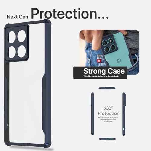 Image of Pikkme Back Cover for Motorola Moto Edge 60 5G / Motorola Moto Edge 60 Fusion 5G | Ultra Hyrbid | Full Camera Protection | Raised Edge | Crystal Clear Transparent Bumper Case (Blue) | Ultra Hyrbid