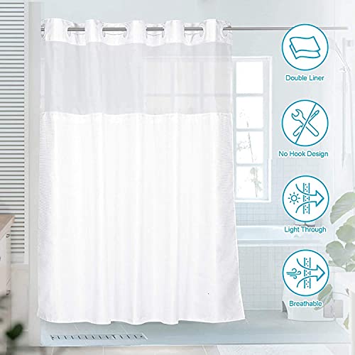 Rideau de douche lavable en machine avec doublure amovible clipsable - 8