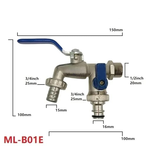 Conector divisor de agua de doble cabezal para manguera de jardín, junta de grifo de agua