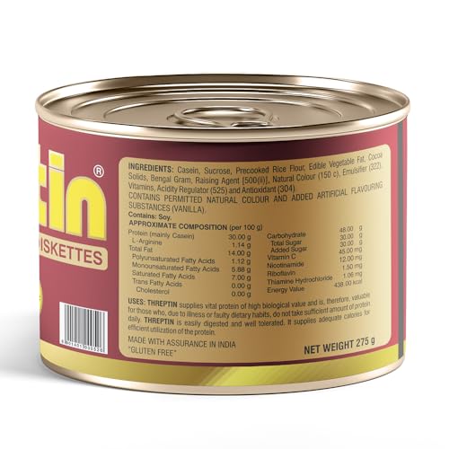 Image of THREPTIN Diskettes Protein Biscuit High-Calorie Supplement with B-Vitamins Tin Pack - 275 gm (Chocolate)