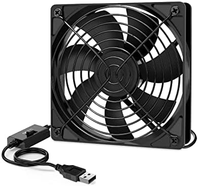 Qirssyn 120mm USB Fan with 3 Speed Switch, 5V USB Powered Fan, Cooling for Receiver Router TV Box DVR Playstation X-Box