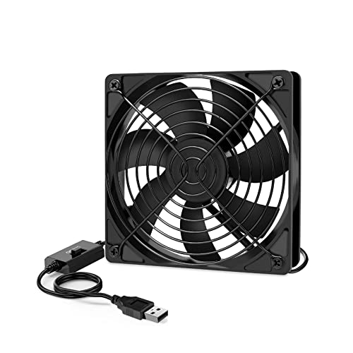 Qirssyn 120Mm Usb Fan With 3 Speed Switch, 5V Usb Powered Fan, Cooling For Receiver Router Tv Box Dvr Playstation X-Box #TOP2