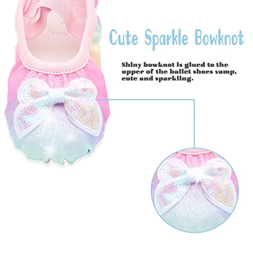 Girls Ballet Shoes Glitter Split-Sole Dance Slippers Toddler Kid Practice Shoes Flats Soft Lightweight with Elastic Laces for Performance Gymnastics Yoga4