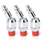 Taisher 1/4" Swivel Air Plug, 3-Pack Industrial Swivel Coupler and Plug, 1/4-Inch NPT Male Thread, A