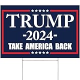 Factory Crafts Trump 2024 yard sign Take America back Blue lawn Rally Placard Outdoor Decoration 18' x 12' double sided print With H-Stake USA Made