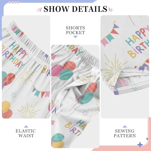 ZZXXB Birthday Balloon Firework Boys Long Pants Soft Trousers Elastic Waist Kids Lounge Bottoms with Pockets S-XL4