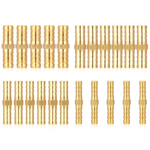 22Pcs Brass Barbed Hose Fittings, 1/4