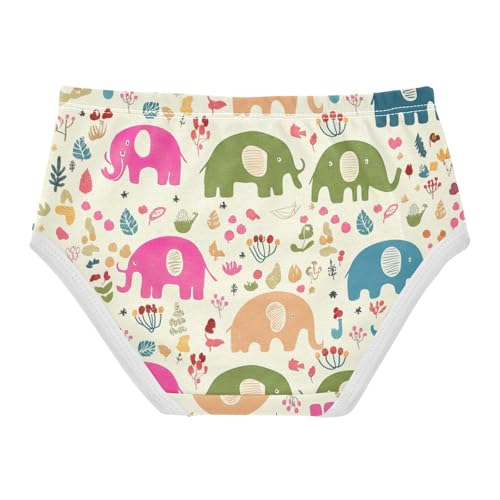Cotton Toddler Underwear Floral Cute Elephants Beige Panties Little Girl Cartoon Kids Undies Briefs 2t2