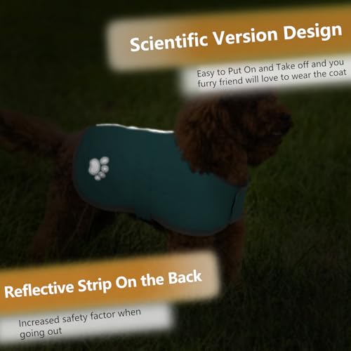 Image of Queenmore Winter Coat, Fleece Puffer Down Vest, Cold Weather Pet Jacket, Waterproof Reflective Reversible Sweater Clothes for Small, Medium and Large Dogs (Light Blue, S)