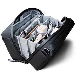 Alex T1 large storage electronics organizer travel case pouch, YKK water-resistant, travel Accessories sling bag EDC makeup bag, backpack organizer for cable cord charger ipad, Black