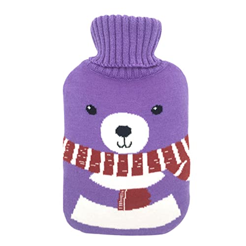 2000 ml Wärmflasche, großes Fassungsvermögen, Warmwasserflasche mit Bezug, Maus-Druck, niedlich, weich, gestrickt, für Reisen, Zuhause, Büro, 22# Cover