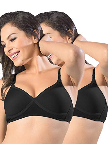 Image of SONARI Womens Non Padded Regular Cotton Bra | Wire-Free, Medium Coverage, Sewn-in Bump for Natural Lift, Polycotton Blend Fabric, Hook & Eye Closure, Adjustable Straps - Violet