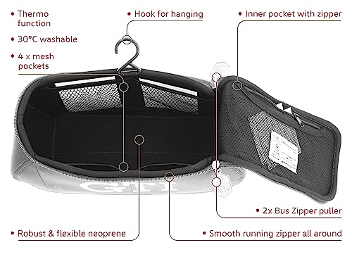 BRISA VW Collection - Volkswagen Neoprene Universal Makeup Cosmetics Toiletry Travel Pharmacy Bag in GTI Design (Hexagon/Black/Large)2