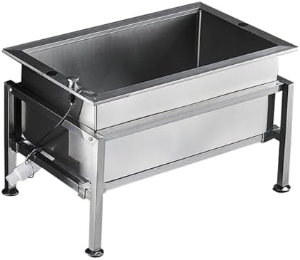 Stainless Steel Utility, Free Standing Commercial Mop Bucket and Prep Workstation for Laundry and Cleaning Tasks,Silver-73x45x48cm