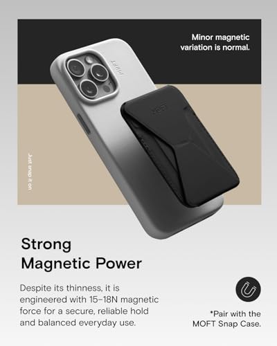 Image of MOFT Magsafe Wallet Stand Compatible with iPhone 16 /15 /14 /13 /12 Series, Angle Adjustment & MOVAS Phone Stand,Light Black