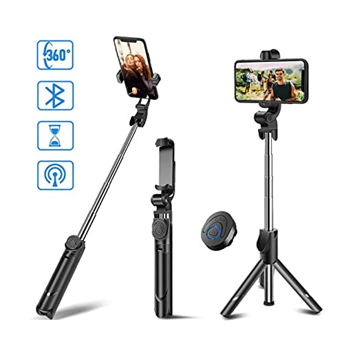 Trípode selfie stick 4 en 1 con mando bluetooth inalámbrico SCRUBY 2021 para móvil rojo 2